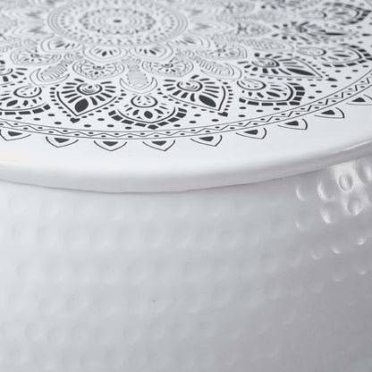 vidaXL Round Coffee Table Hammered White Ø 55 x 55 cm Aluminium