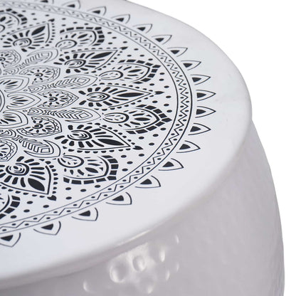 vidaXL Round Coffee Table Hammered White Ø 55 x 55 cm Aluminium