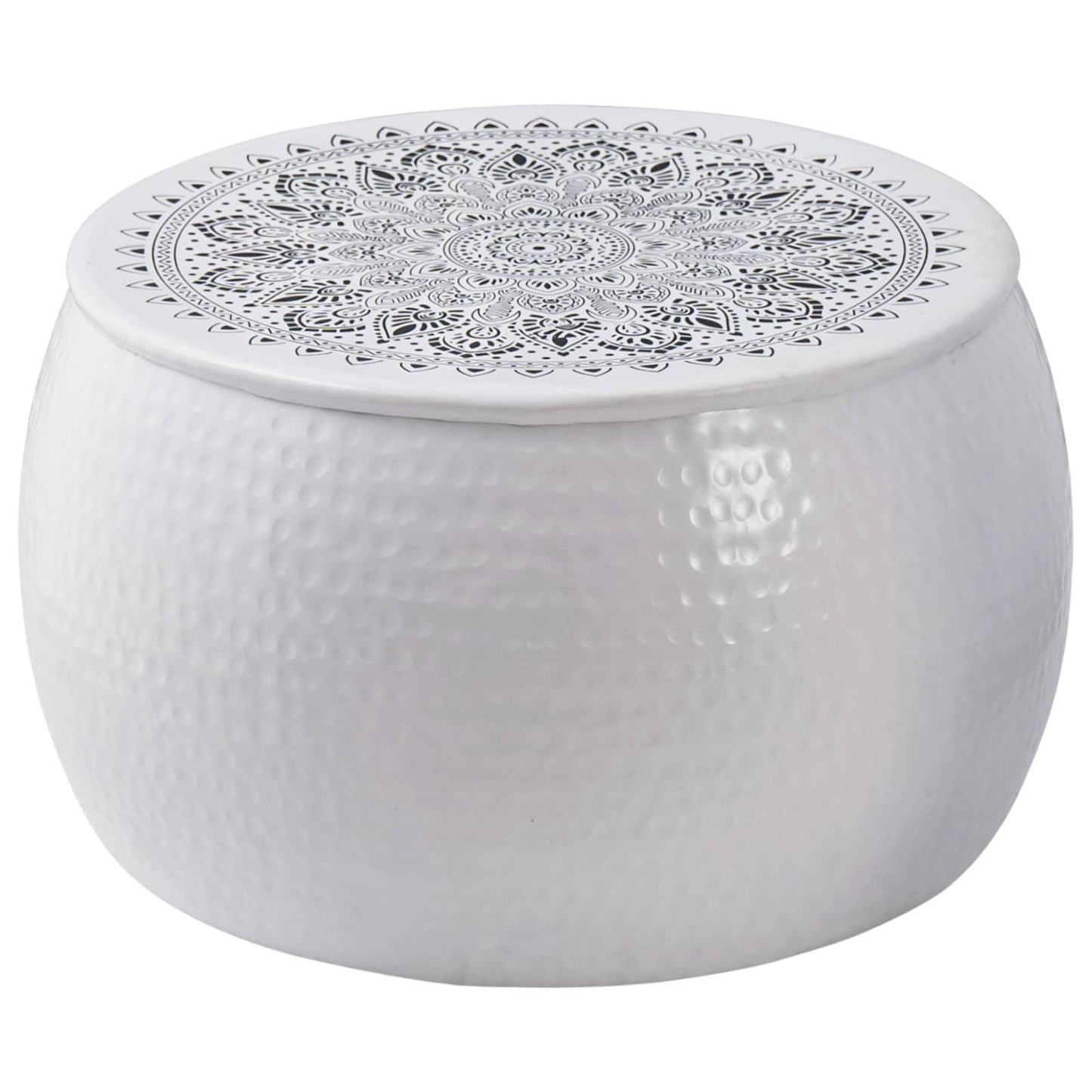 vidaXL Round Coffee Table Hammered White Ø 55 x 55 cm Aluminium