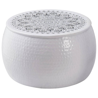 vidaXL Round Coffee Table Hammered White Ø 55 x 55 cm Aluminium