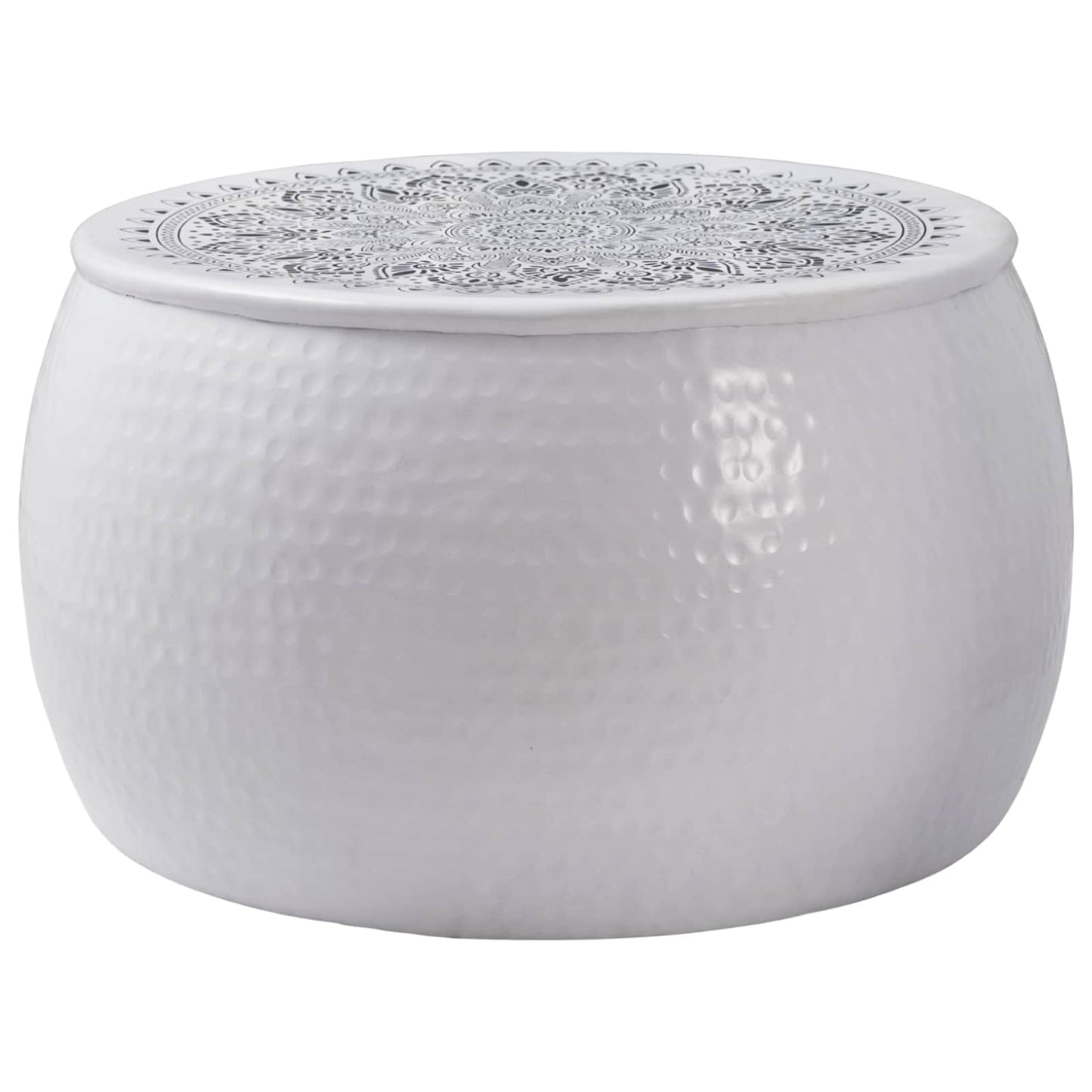 vidaXL Round Coffee Table Hammered White Ø 55 x 55 cm Aluminium