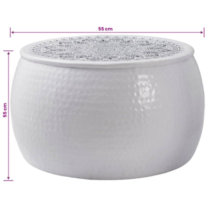vidaXL Round Coffee Table Hammered White Ø 55 x 55 cm Aluminium