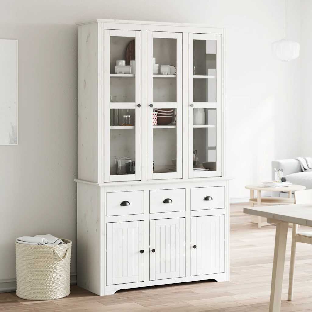 vidaXL Highborad "BODO" White 115.5x43x200.5 cm Solid Wood Pine