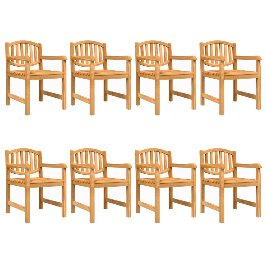 vidaXL Garden Chair | Set of 8 | Natural Teak | Solid Teak Wood | Standard