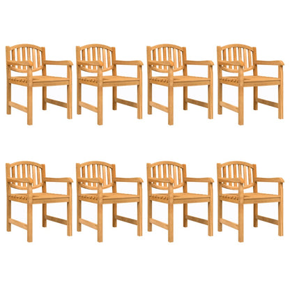 vidaXL Garden Chair | Set of 8 | Natural Teak | Solid Teak Wood | Standard