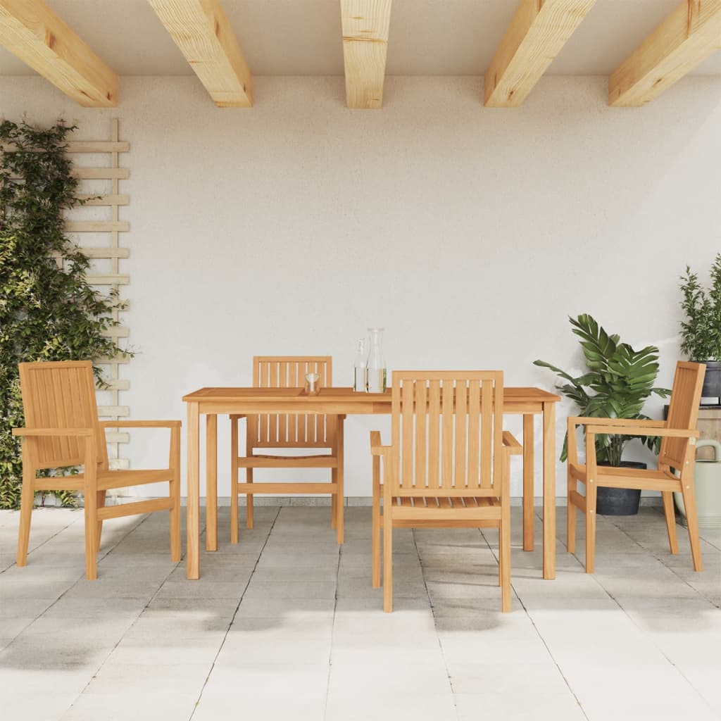 vidaXL 5 Piece Garden Dining Set Solid Wood Teak