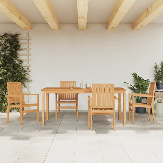 vidaXL 5 Piece Garden Dining Set Solid Wood Teak