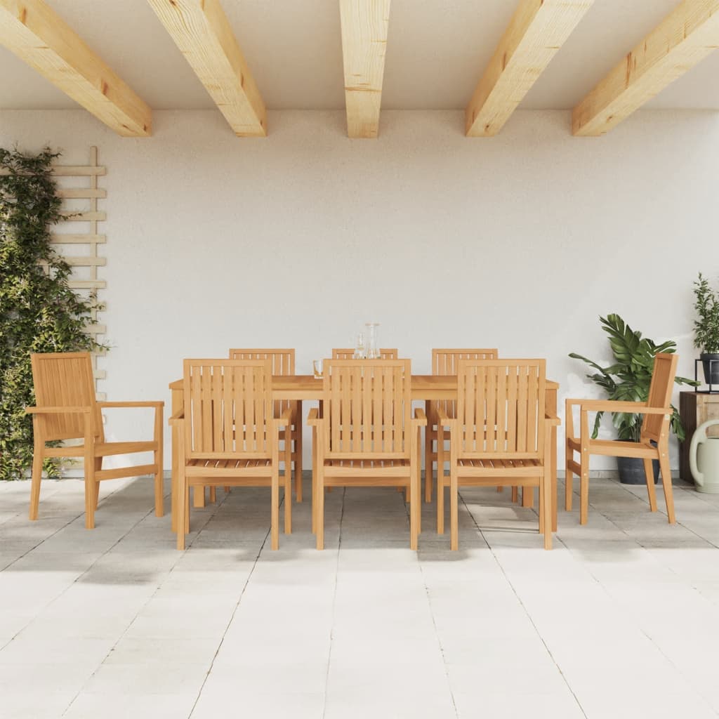 vidaXL 9 Piece Garden Dining Set Solid Wood Teak