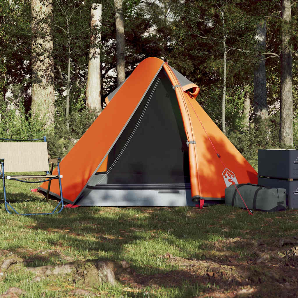 vidaXL Camping Tent Dome 2-Person Grey and Orange Waterproof