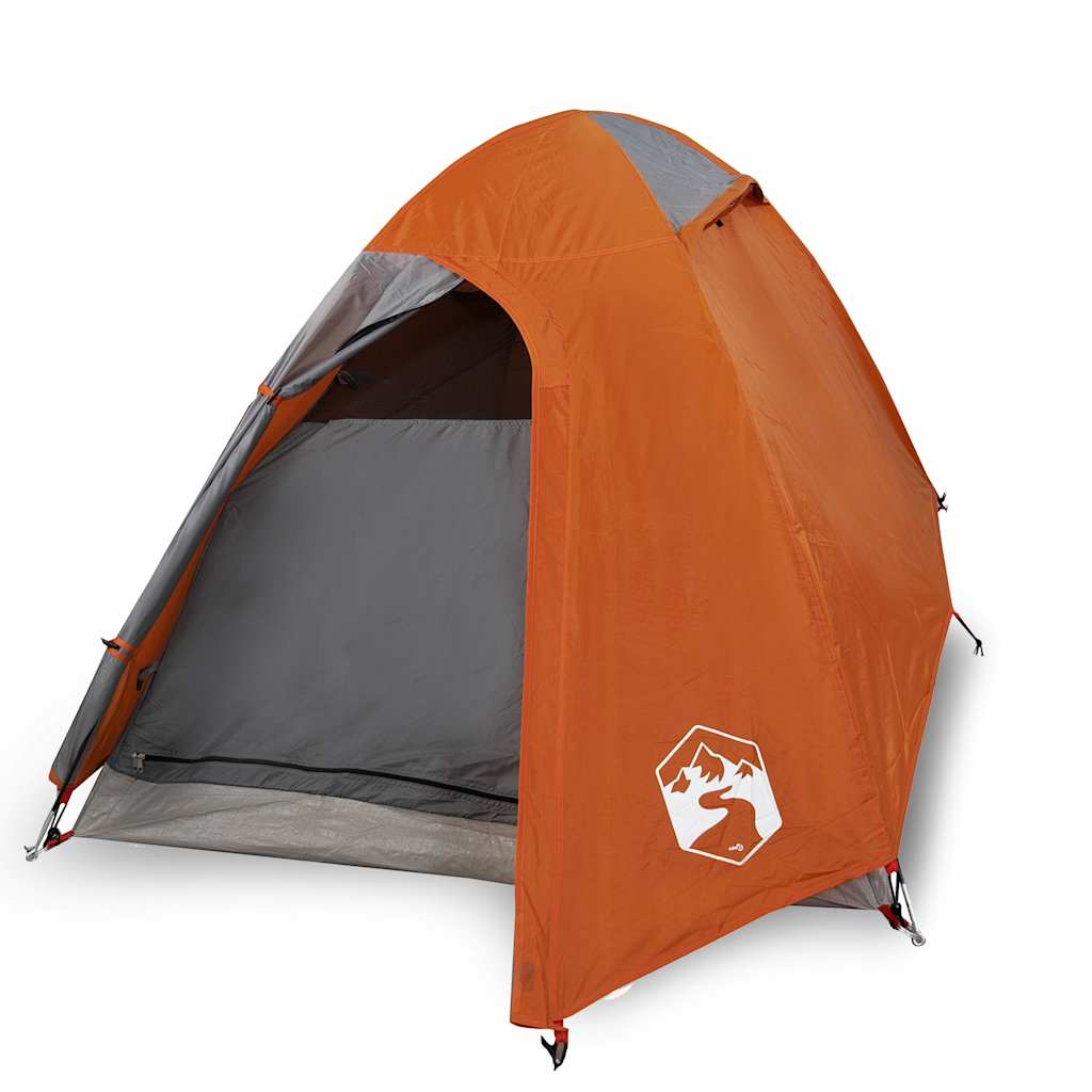 vidaXL Camping Tent Dome 2-Person Grey and Orange Waterproof