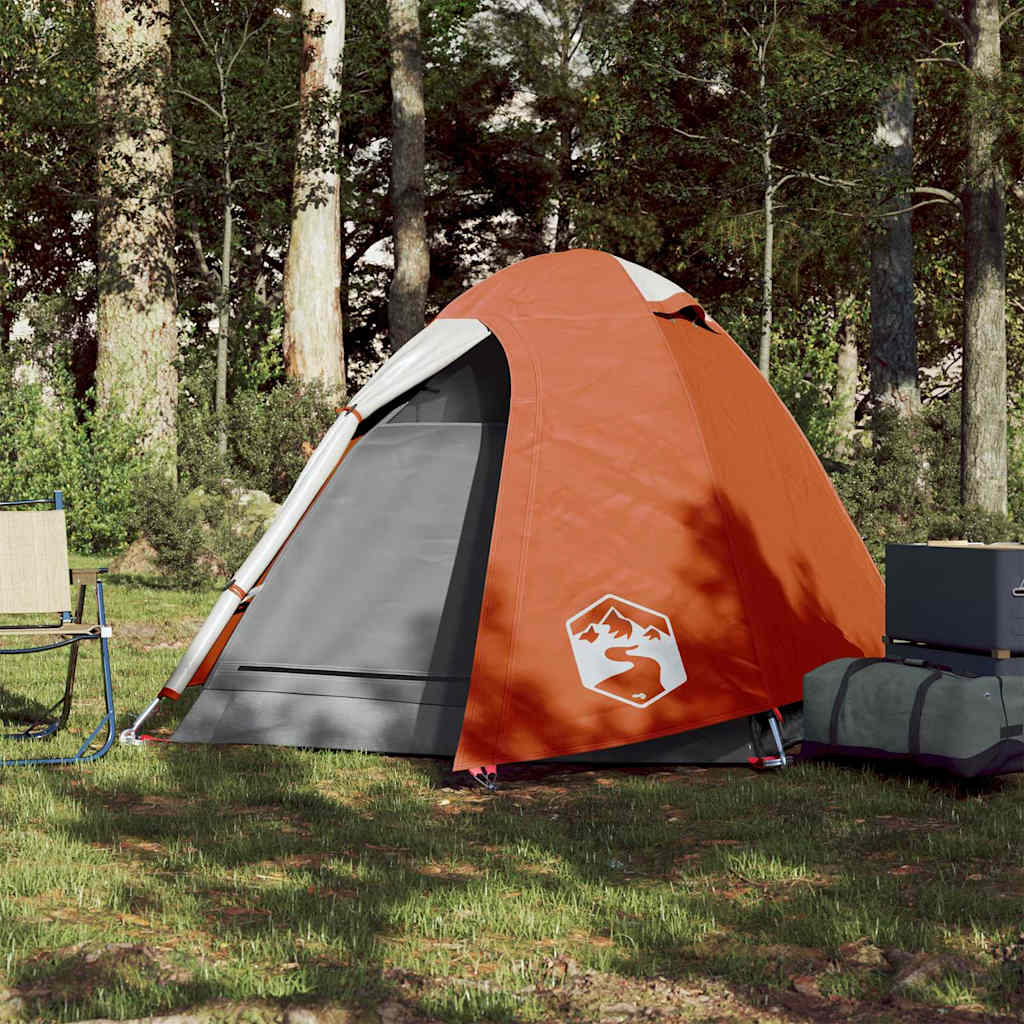 vidaXL Camping Tent Dome 2-Person Grey and Orange Waterproof