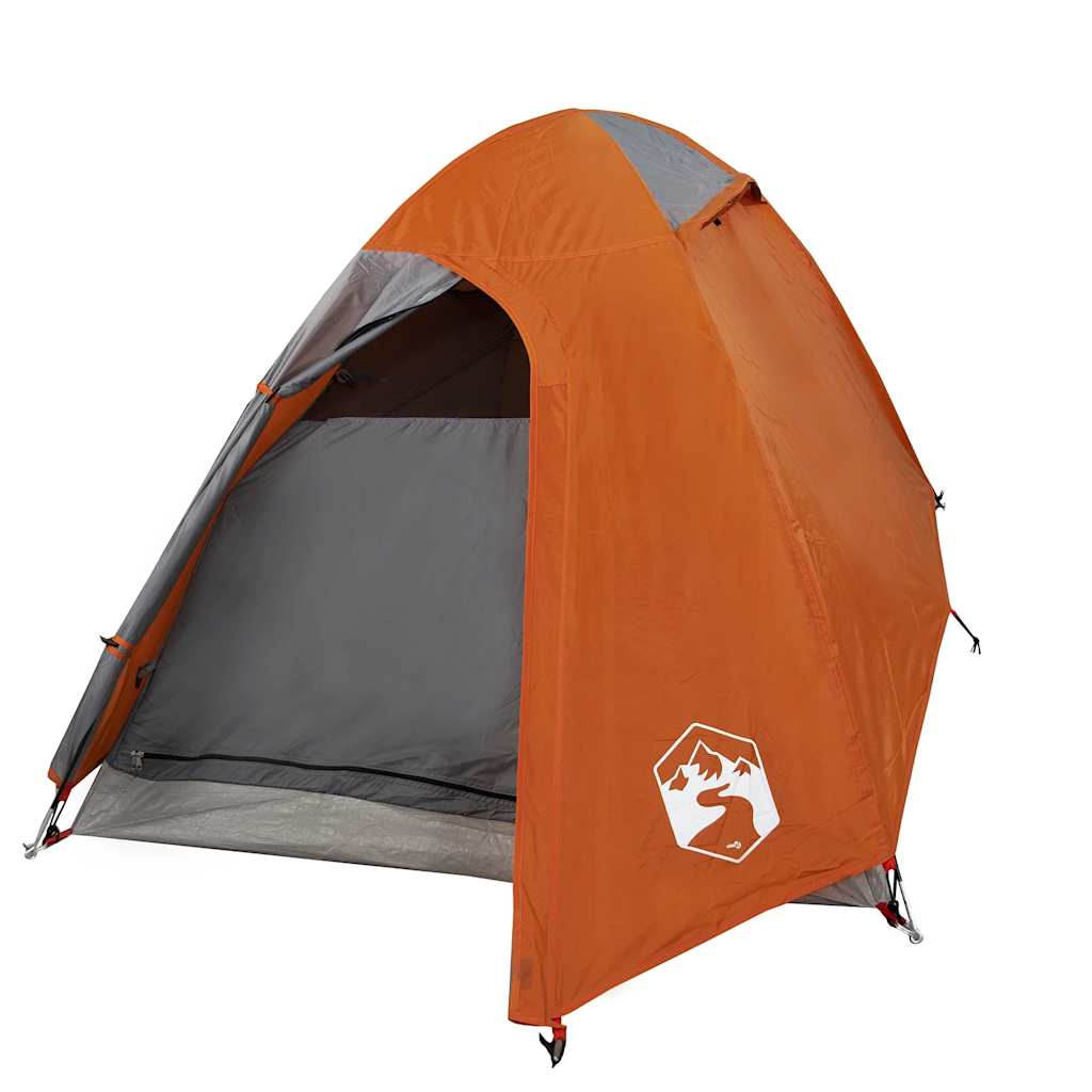 vidaXL Camping Tent Dome 2-Person Grey and Orange Waterproof