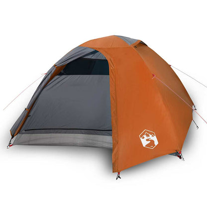 vidaXL Camping Tent Dome 4-Person Grey and Orange Waterproof