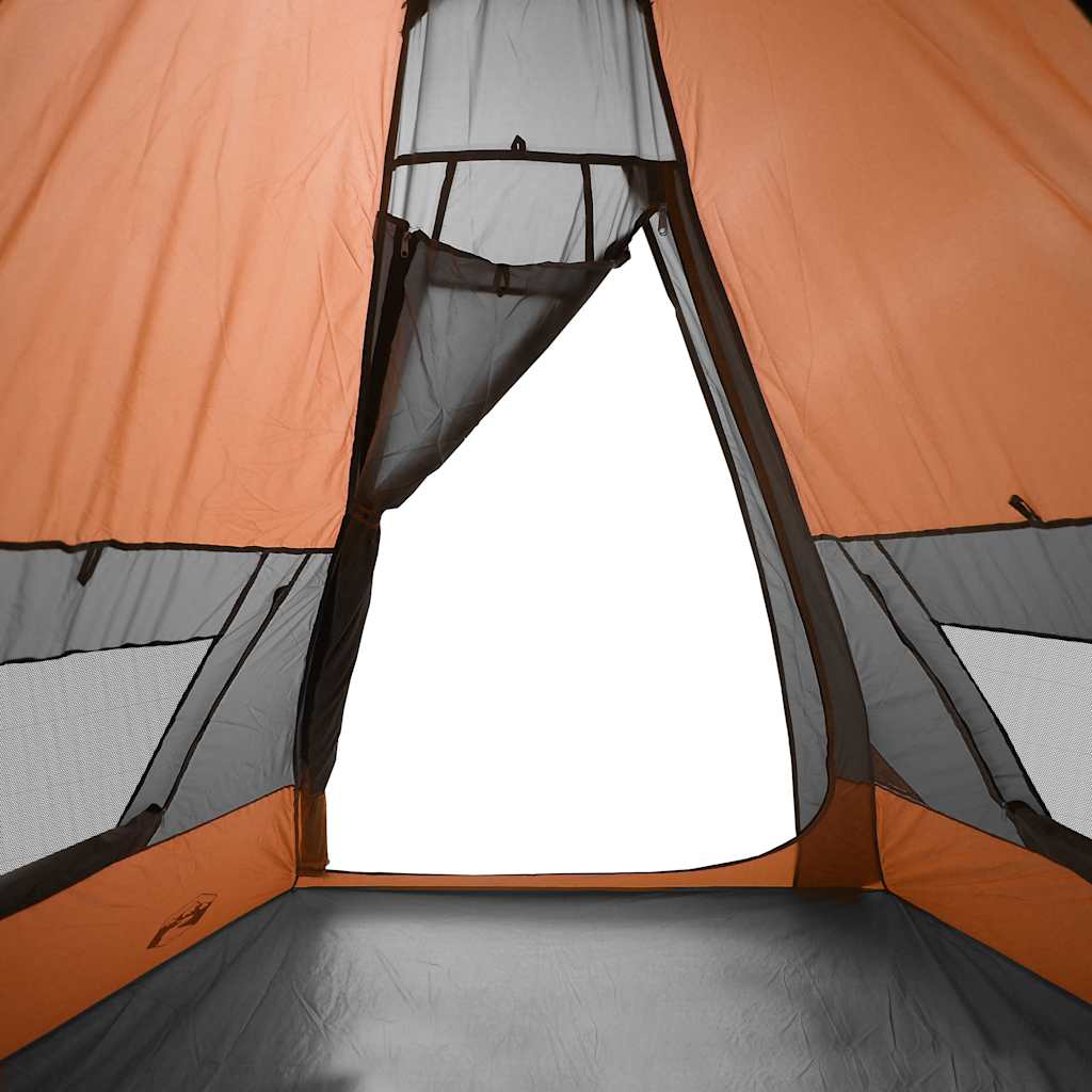 vidaXL Camping Tent Tipi 7-Person Orange Waterproof