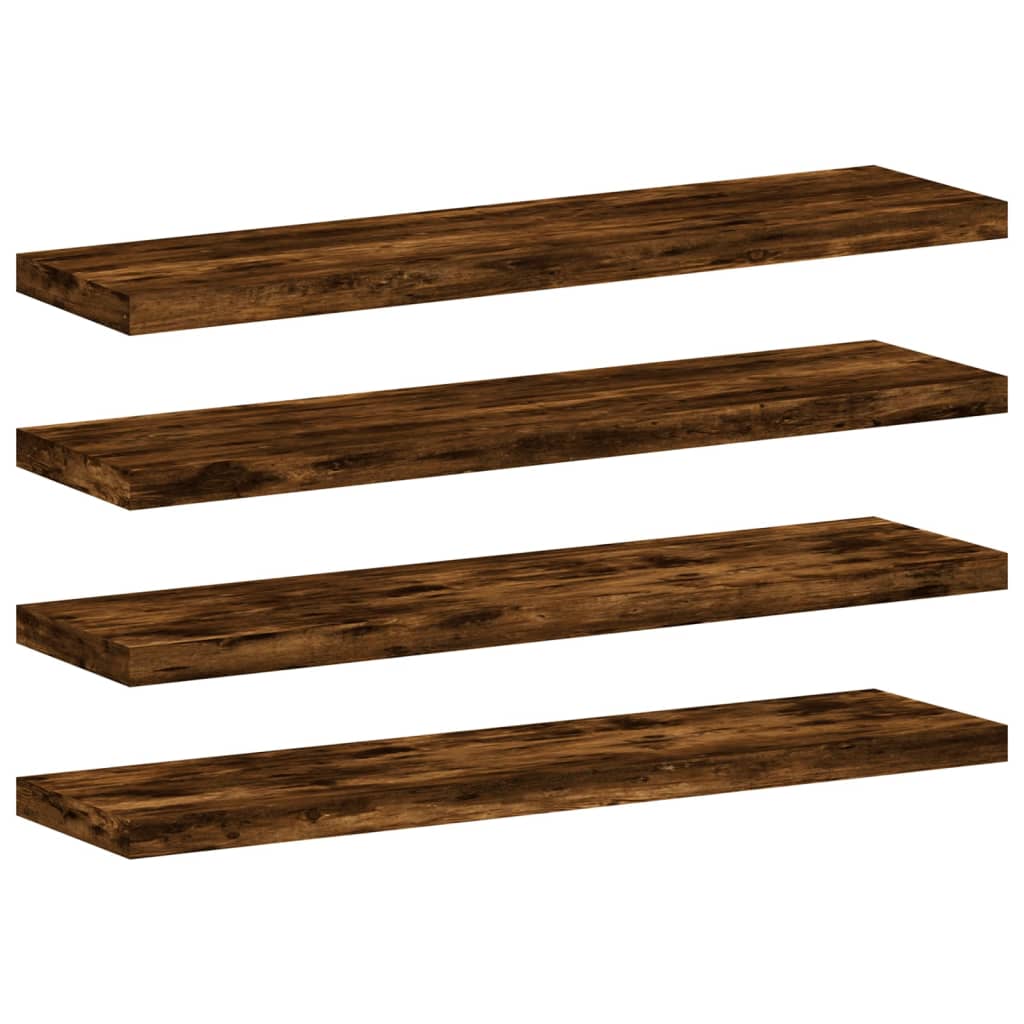 vidaXL Wall Shelves 4 pcs Smoked Oak 40x10x1,5 cm Engineered Wood