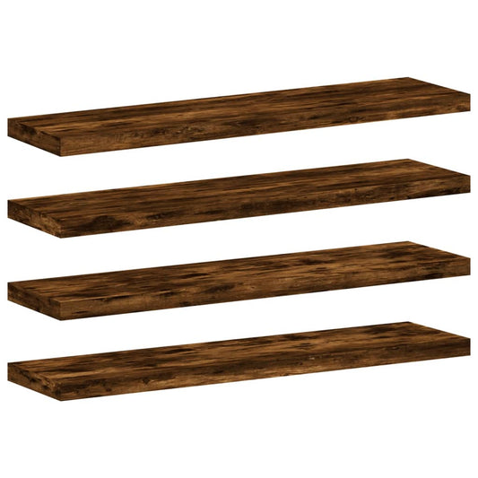 vidaXL Wall Shelves 4 pcs Smoked Oak 40x10x1,5 cm Engineered Wood