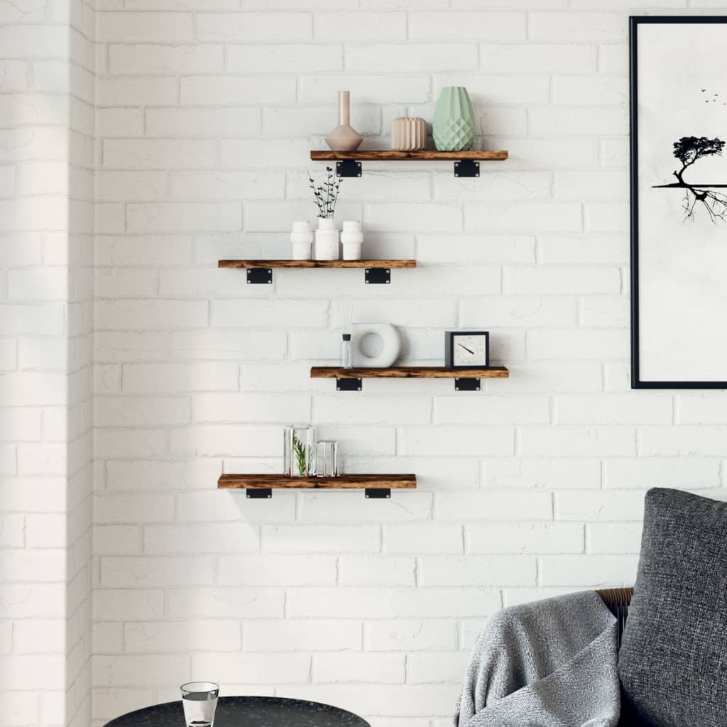vidaXL Wall Shelves 4 pcs Smoked Oak 40x10x1,5 cm Engineered Wood