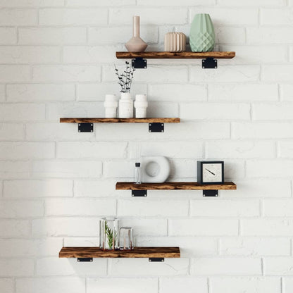 vidaXL Wall Shelves 4 pcs Smoked Oak 40x10x1,5 cm Engineered Wood
