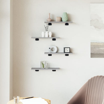 vidaXL Wall Shelves 4 pcs Grey Sonoma 40x10x1,5 cm Engineered Wood