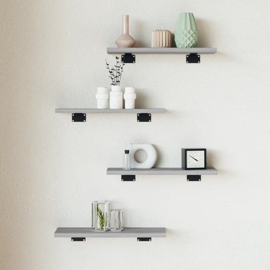 vidaXL Wall Shelves 4 pcs Grey Sonoma 40x10x1,5 cm Engineered Wood