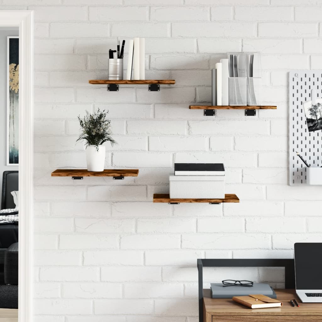 vidaXL Wall Shelves 4 pcs Smoked Oak 40x30x1,5 cm Engineered Wood
