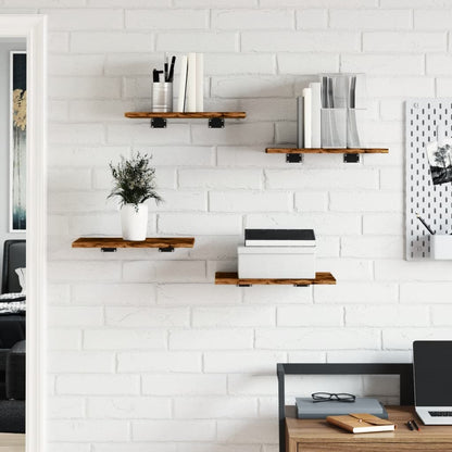 vidaXL Wall Shelves 4 pcs Smoked Oak 40x30x1,5 cm Engineered Wood