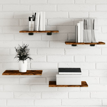 vidaXL Wall Shelves 4 pcs Smoked Oak 40x30x1,5 cm Engineered Wood
