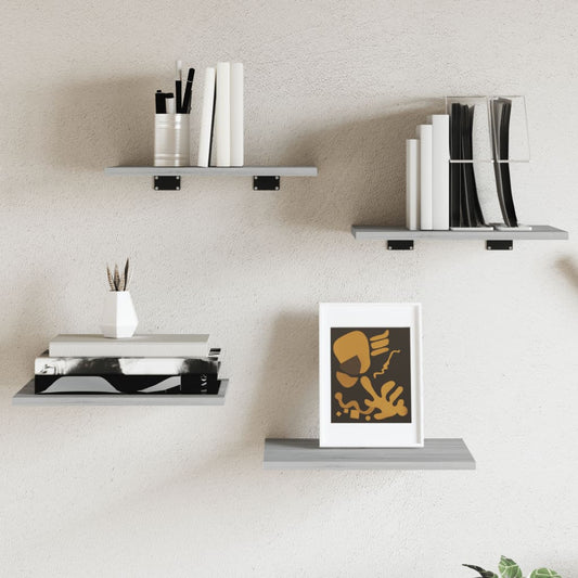 vidaXL Wall Shelves 4 pcs Grey Sonoma 40x30x1,5 cm Engineered Wood