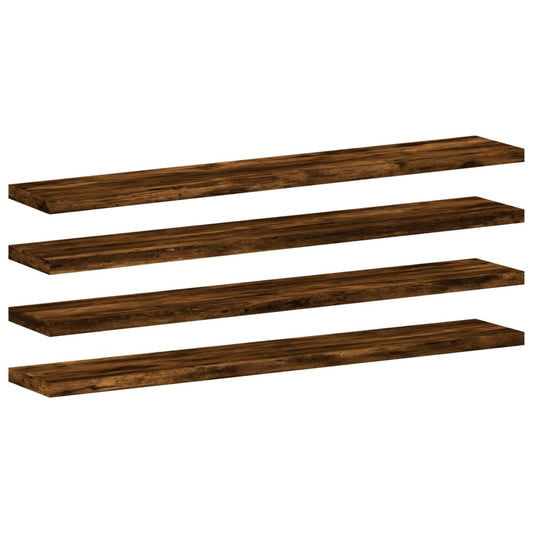 vidaXL Wall Shelves 4 pcs Smoked Oak 60x10x1,5 cm Engineered Wood