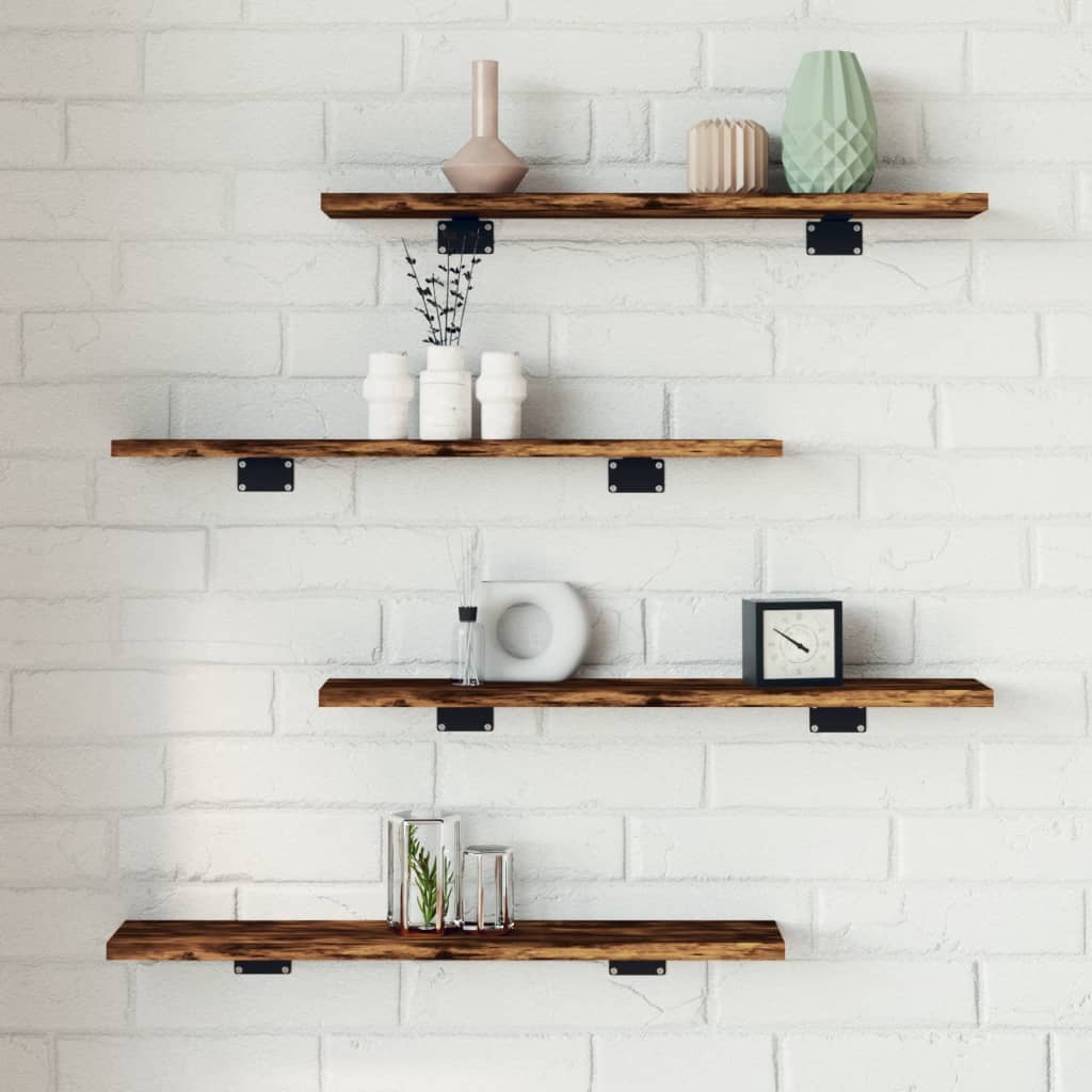 vidaXL Wall Shelves 4 pcs Smoked Oak 60x10x1,5 cm Engineered Wood