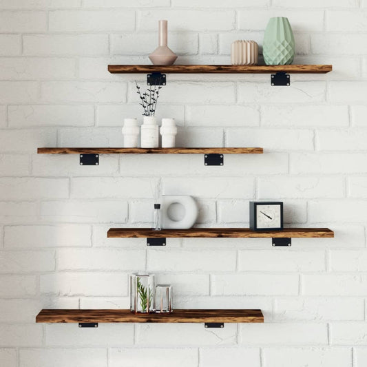 vidaXL Wall Shelves 4 pcs Smoked Oak 60x10x1,5 cm Engineered Wood