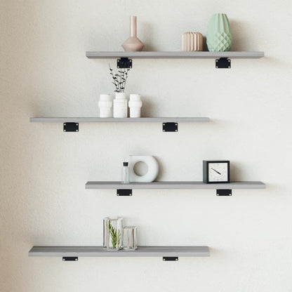 vidaXL Wall Shelves 4 pcs Grey Sonoma 60x10x1,5 cm Engineered Wood
