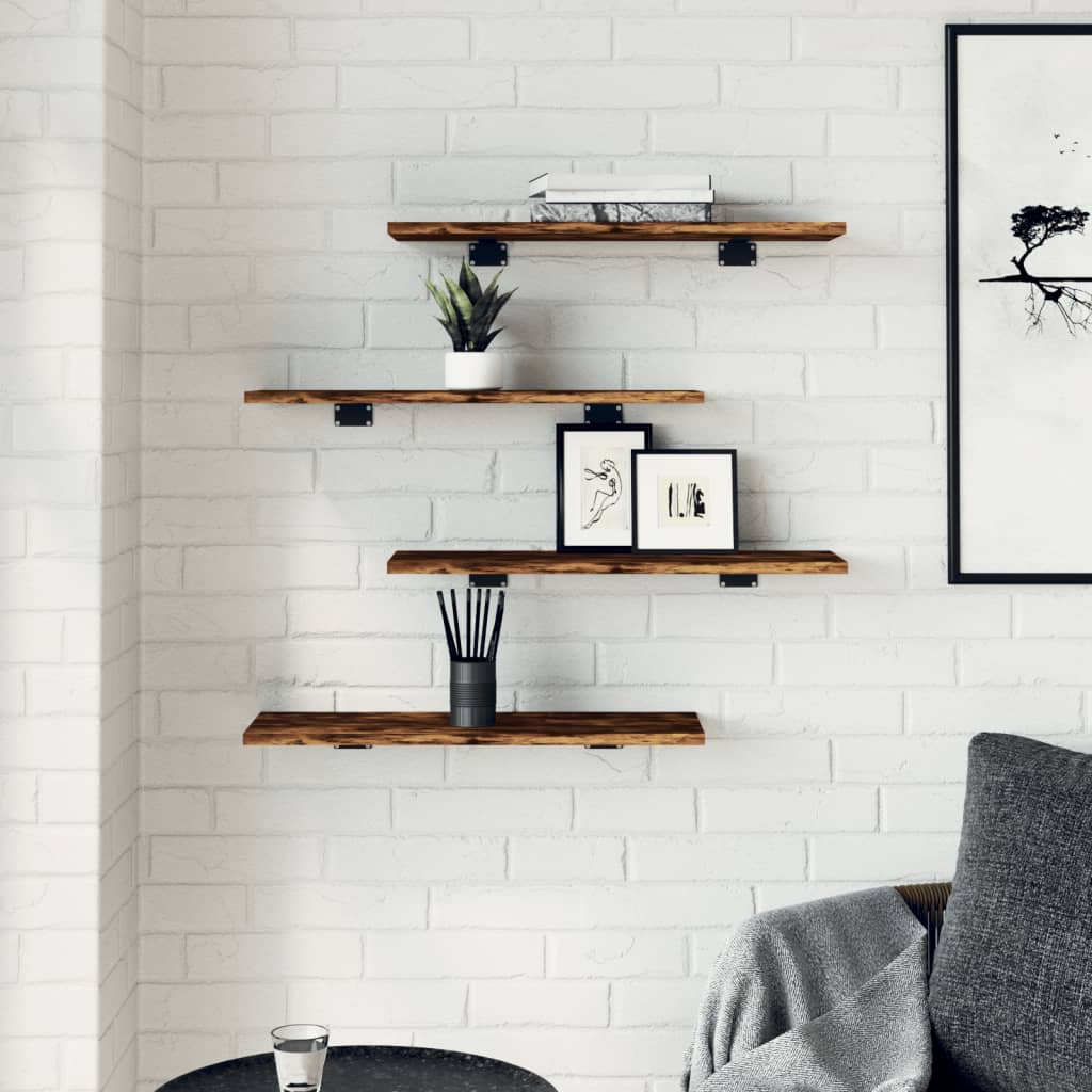 vidaXL Wall Shelves 4 pcs Smoked Oak 60x20x1,5 cm Engineered Wood
