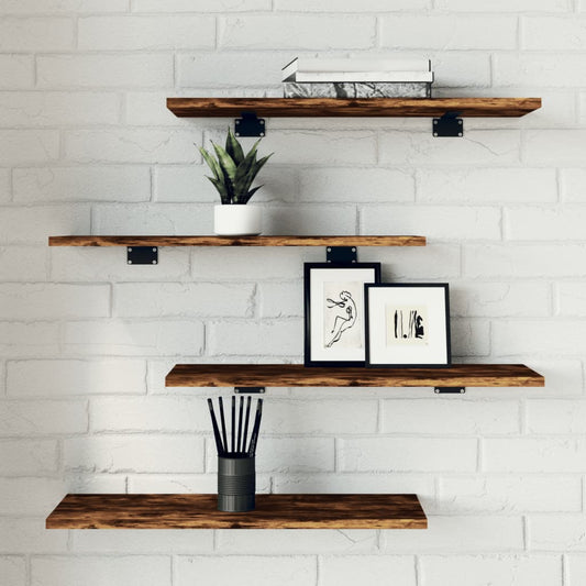 vidaXL Wall Shelves 4 pcs Smoked Oak 60x20x1,5 cm Engineered Wood