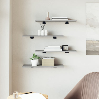vidaXL Wall Shelves 4 pcs Grey Sonoma 60x20x1,5 cm Engineered Wood