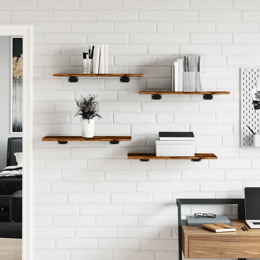 vidaXL Wall Shelves 4 pcs Smoked Oak 60x30x1,5 cm Engineered Wood