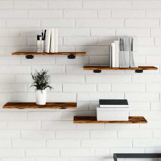 vidaXL Wall Shelves 4 pcs Smoked Oak 60x30x1,5 cm Engineered Wood
