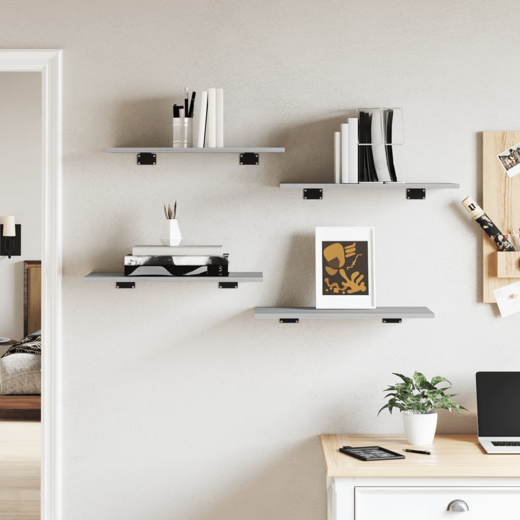 vidaXL Wall Shelves 4 pcs Grey Sonoma 60x30x1,5 cm Engineered Wood