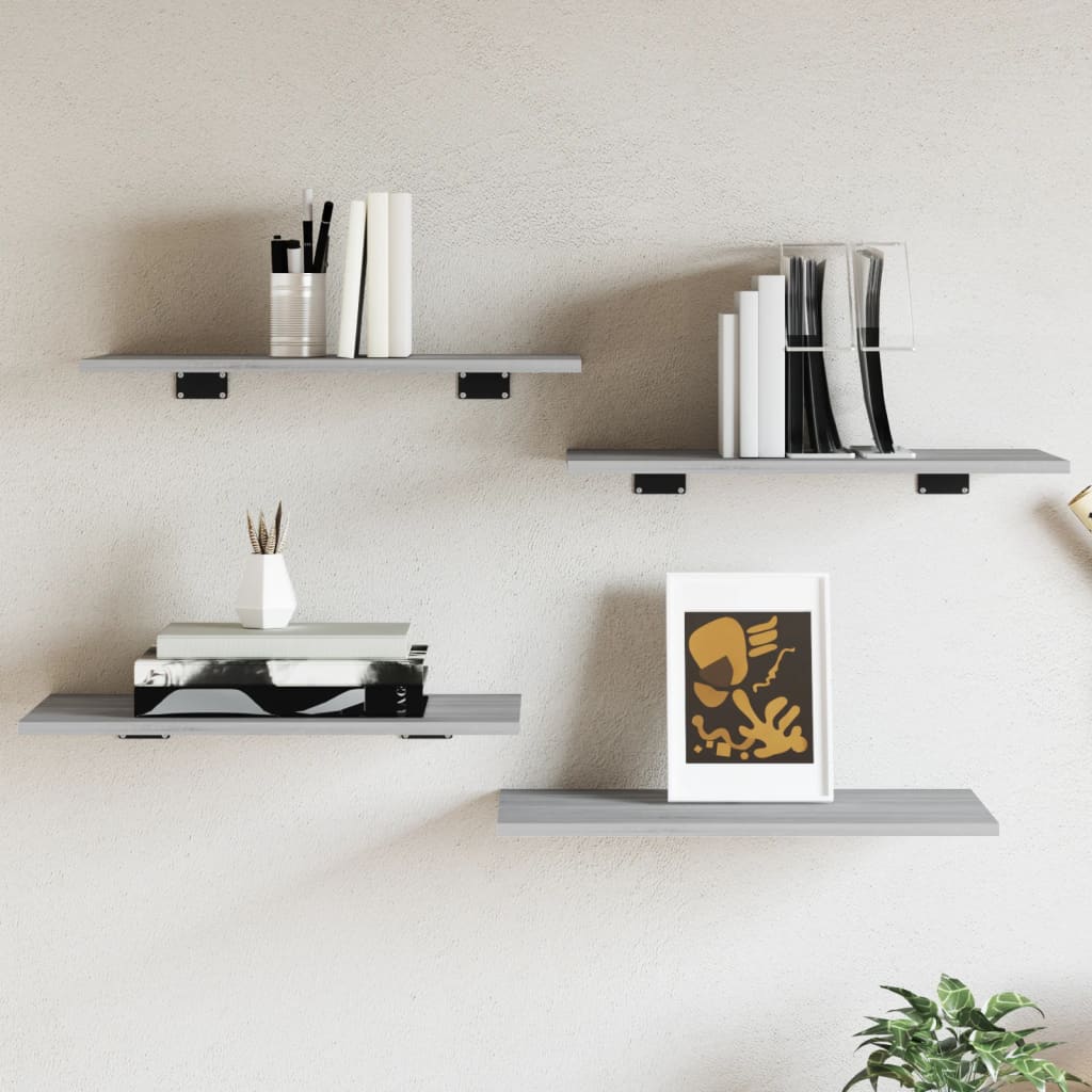 vidaXL Wall Shelves 4 pcs Grey Sonoma 60x30x1,5 cm Engineered Wood