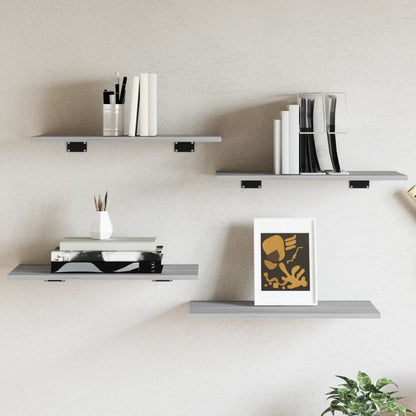 vidaXL Wall Shelves 4 pcs Grey Sonoma 60x30x1,5 cm Engineered Wood