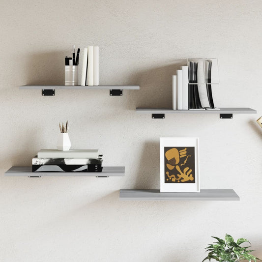 vidaXL Wall Shelves 4 pcs Grey Sonoma 60x30x1,5 cm Engineered Wood