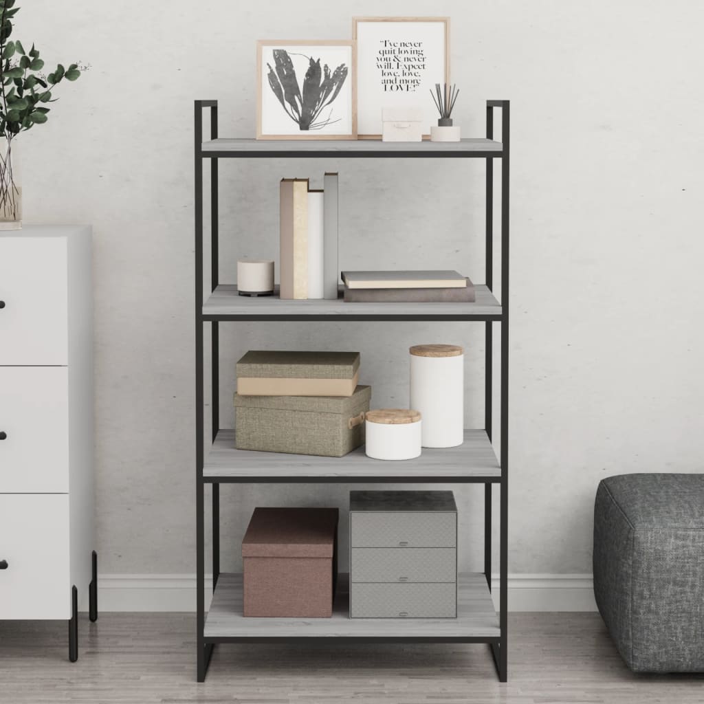 vidaXL Wall Shelves 4 pcs Grey Sonoma 60x40x1,5 cm Engineered Wood