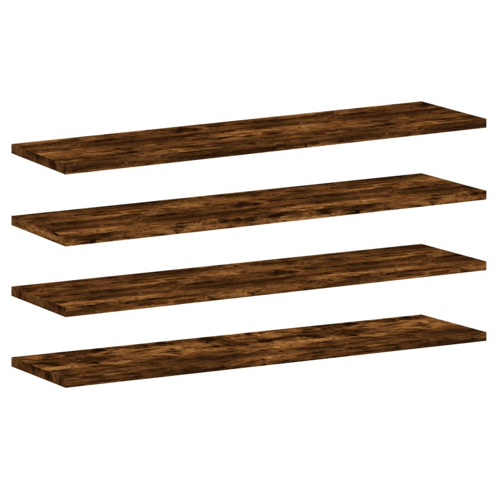 vidaXL Wall Shelves 4 pcs Smoked Oak 80x20x1,5 cm Engineered Wood