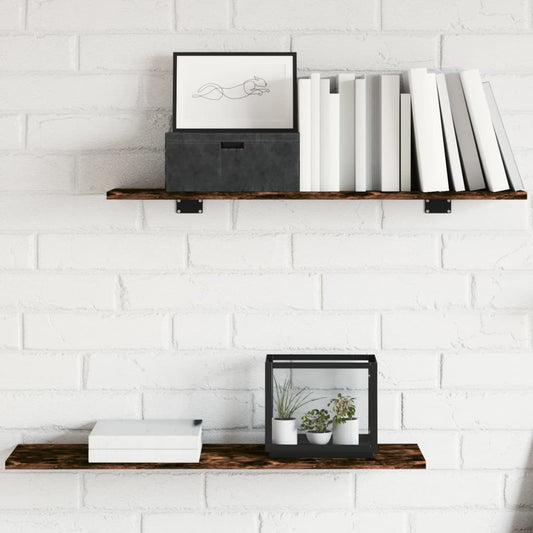 vidaXL Wall Shelves 4 pcs Smoked Oak 80x20x1,5 cm Engineered Wood