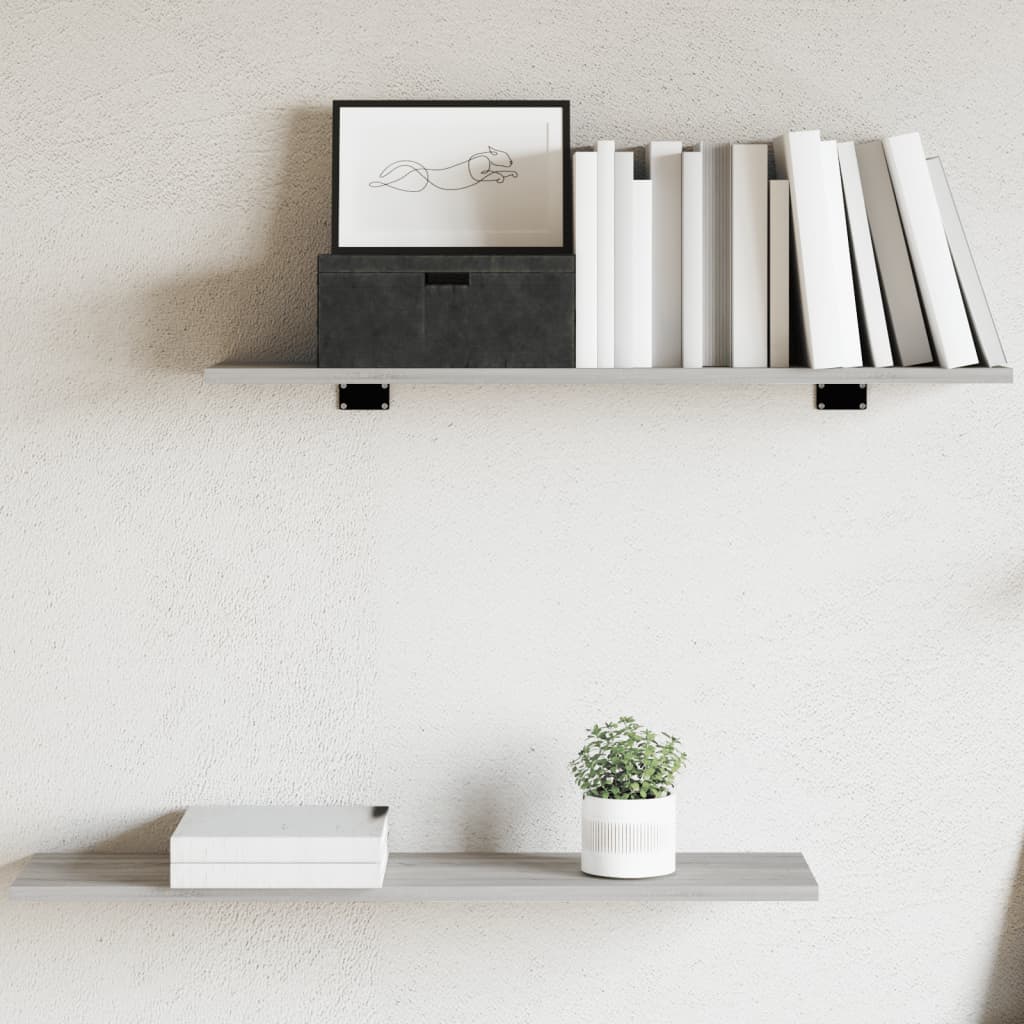 vidaXL Wall Shelves 4 pcs Grey Sonoma 80x20x1,5 cm Engineered Wood