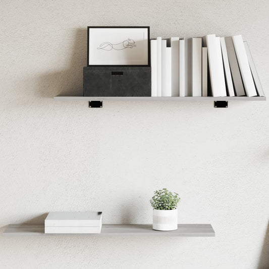 vidaXL Wall Shelves 4 pcs Grey Sonoma 80x20x1,5 cm Engineered Wood