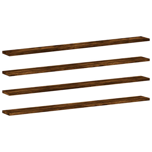 vidaXL Wall Shelves 4 pcs Smoked Oak 100x10x1,5 cm Engineered Wood