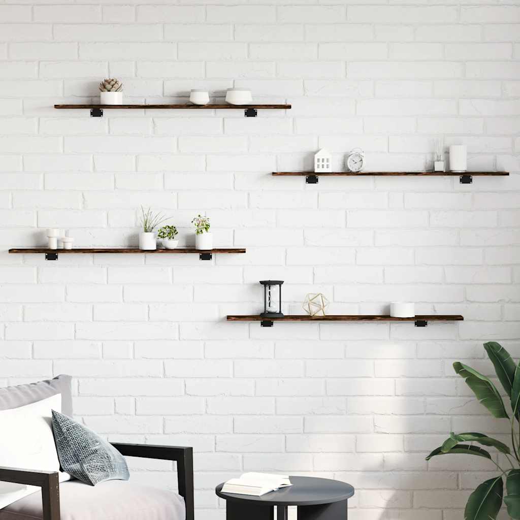 vidaXL Wall Shelves 4 pcs Smoked Oak 100x10x1,5 cm Engineered Wood