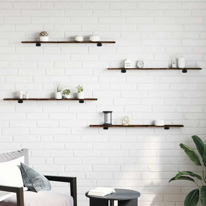 vidaXL Wall Shelves 4 pcs Smoked Oak 100x10x1,5 cm Engineered Wood