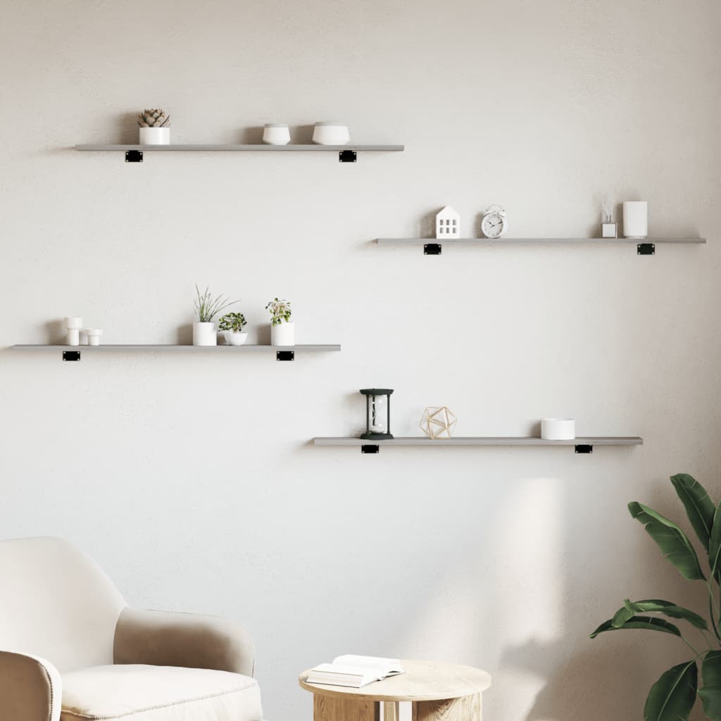 vidaXL Wall Shelves 4 pcs Grey Sonoma 100x10x1,5 cm Engineered Wood